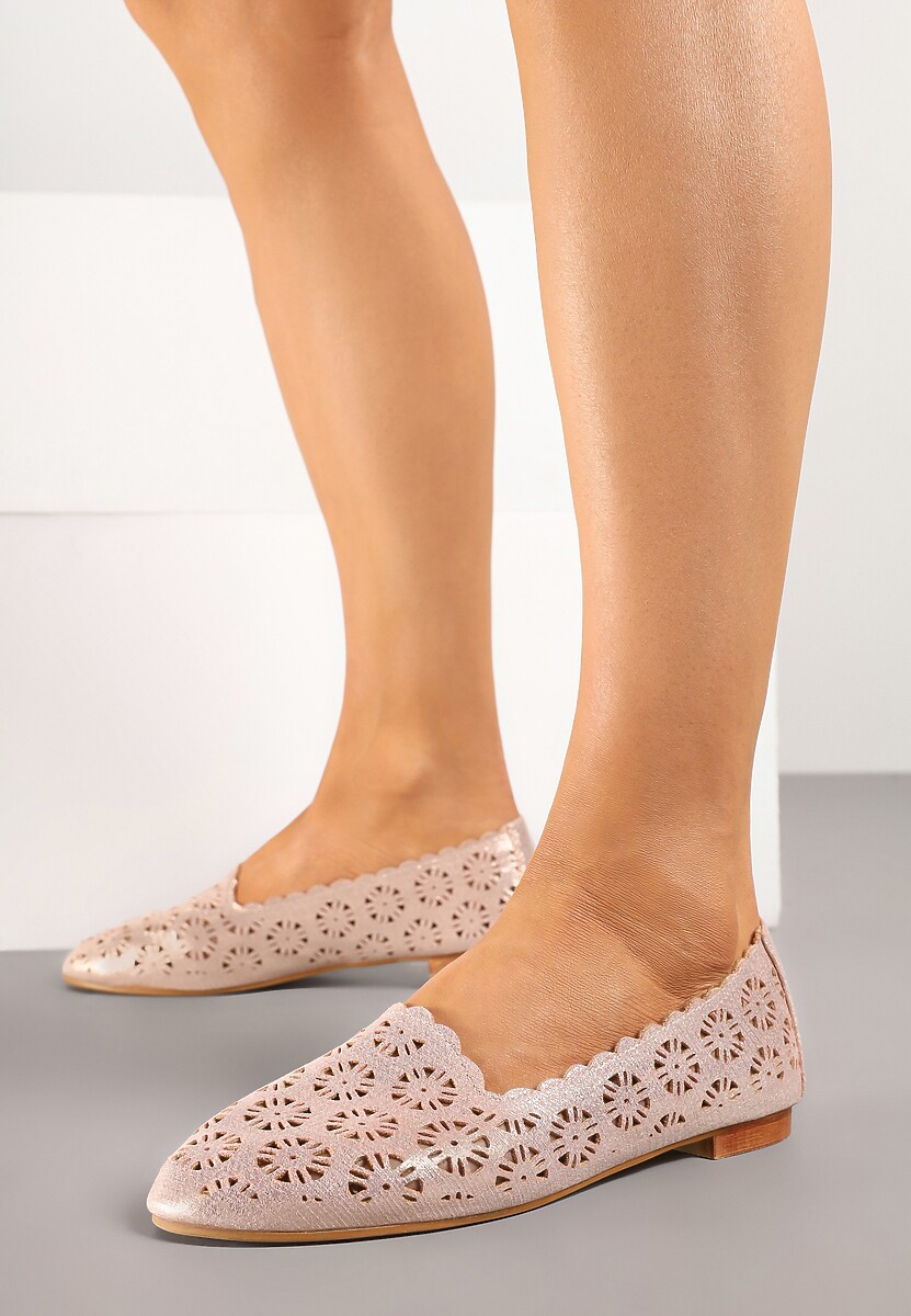 Różowe Ażurowe Balerinki w Casualowym Stylu Selonias