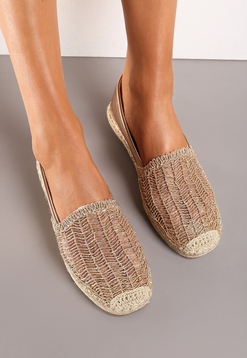 Niebieskie Płaskie Espadryle z Ekozamszu Ozdobione Jutą Lemiala