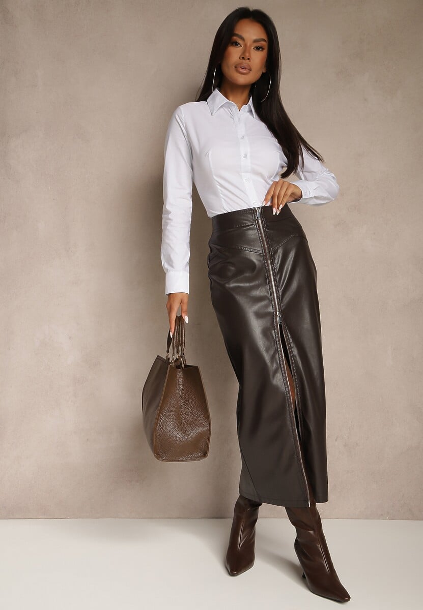 Biała Klasyczna Koszula Zapinana na Guziki Vikria