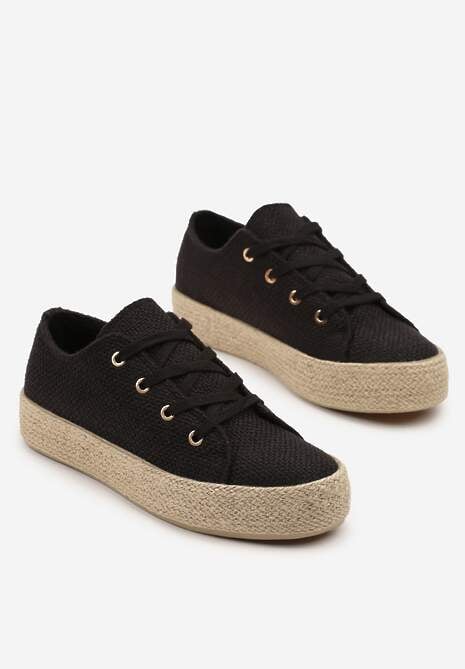 Czarne Trampki Ozdobione Plecionką Filatera