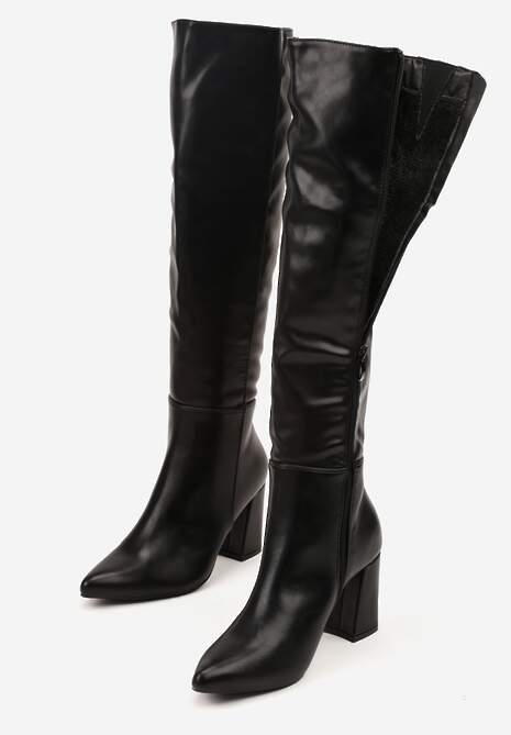 Czarne Kozaki Vices na Stożku ze Szpiczastym Noskiem Asarrise