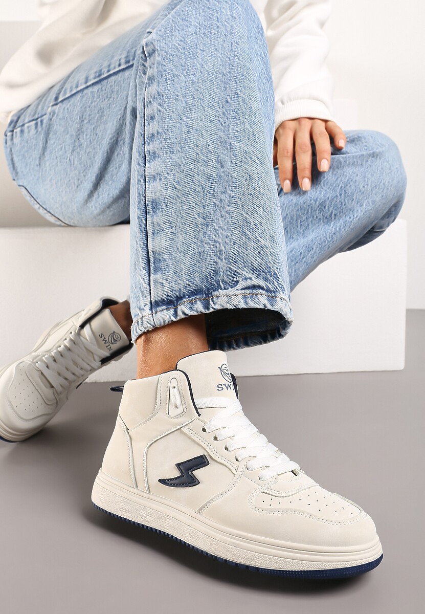 Beżowo-Granatowe Sneakersy Aura