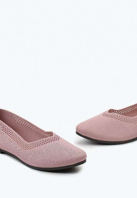 Różowe Płaskie Balerinki Plecione z Ozdobnymi Wycięciami Daniya