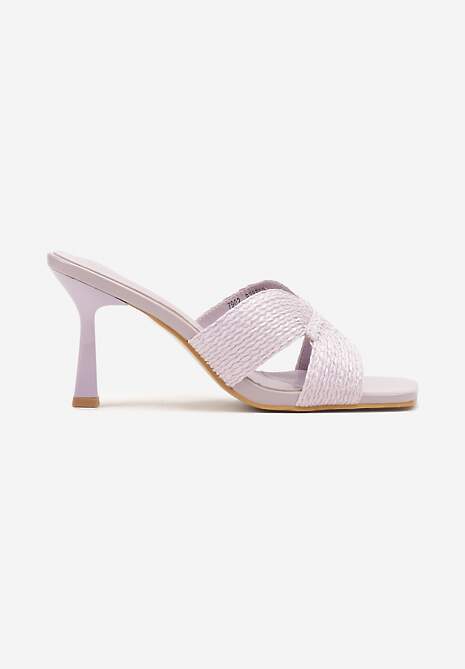 Fioletowe Klapki na Szpilce Wykończone Plecionymi Paskami Felvitela