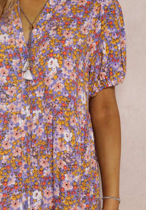 Fioletowa Sukienka z Wiskozy Zofneda