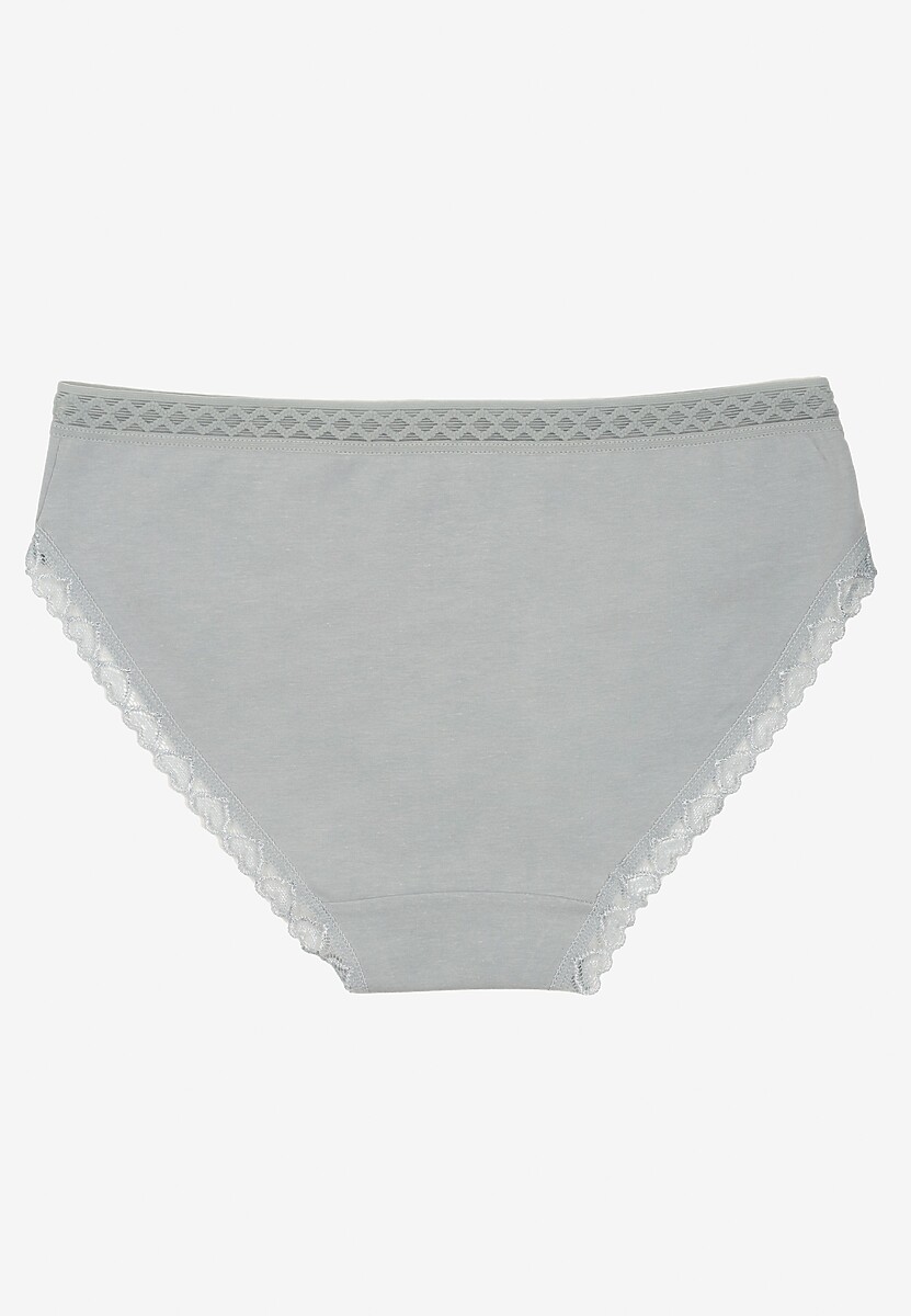 Jasnoniebieskie Majtki z Bawełny o Kroju Fig z Ozdobną Koronką Talivina