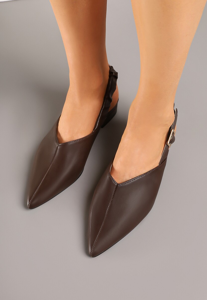 Brązowe Sandały z Noskiem w Szpic z Zapięciem na Sprzączkę Jenadenna