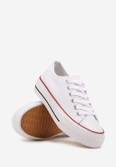 Biało-Czerwone Trampki Vices na Platformie z Niską Cholewką Tiloria