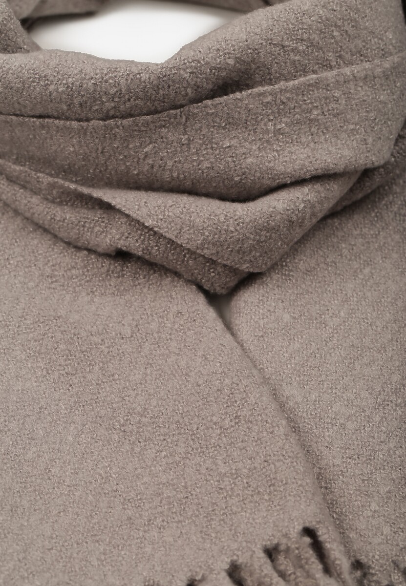 Szary Gładki Szalik z Frędzlami Vetimare