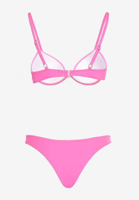 Fuksjowe Bikini Usztywniany Biustonosz z Zapięciem z Tyłu i Majtkami Figami Ermarie