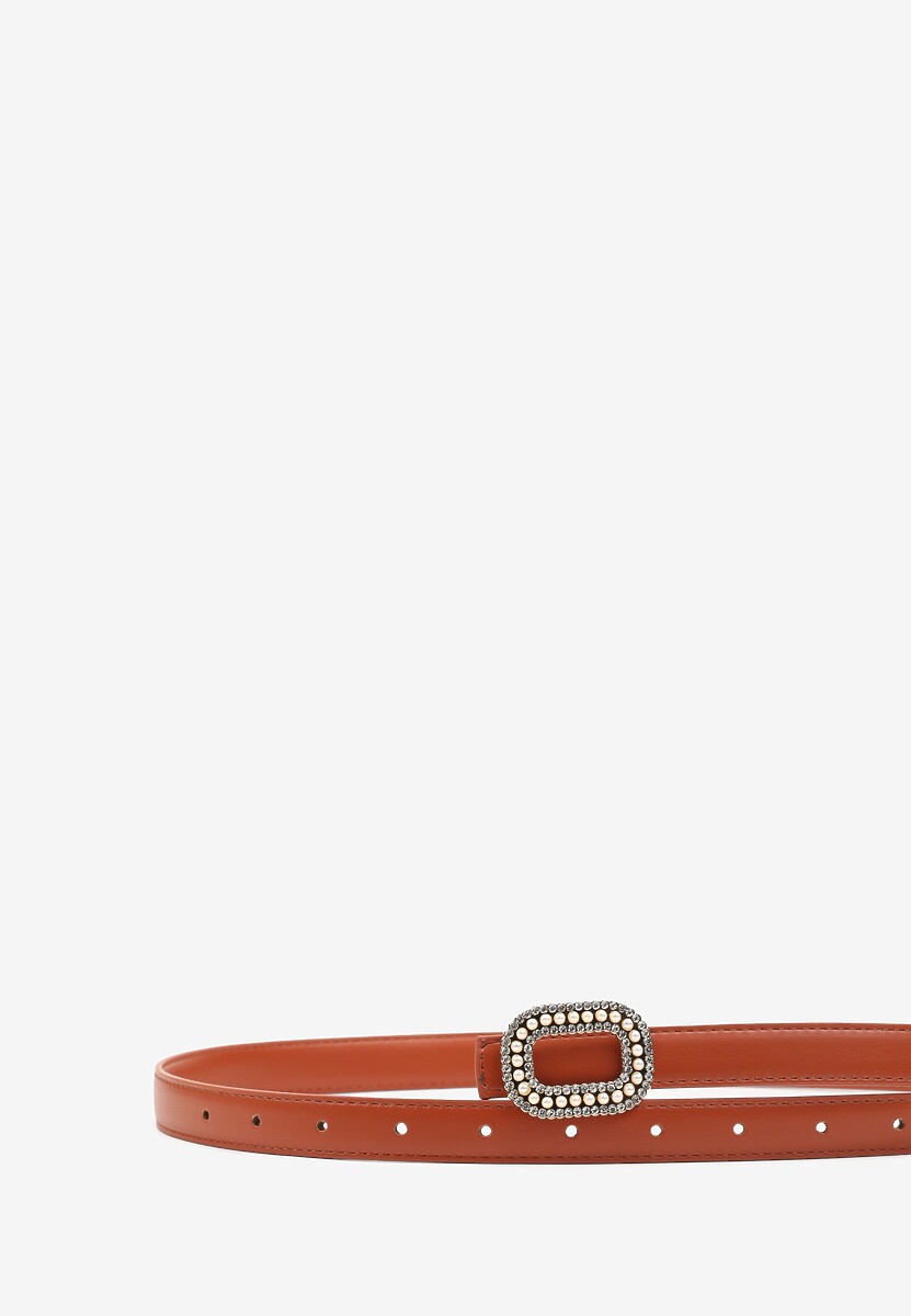 Brązowy Pasek Ozdobiony Metaliczną Klamrą  Qitanea