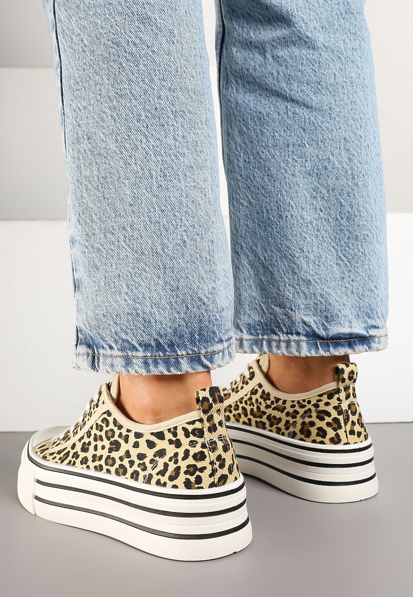 Panterkowe Trampki na Platformie Przed Kostkę Evelzivis