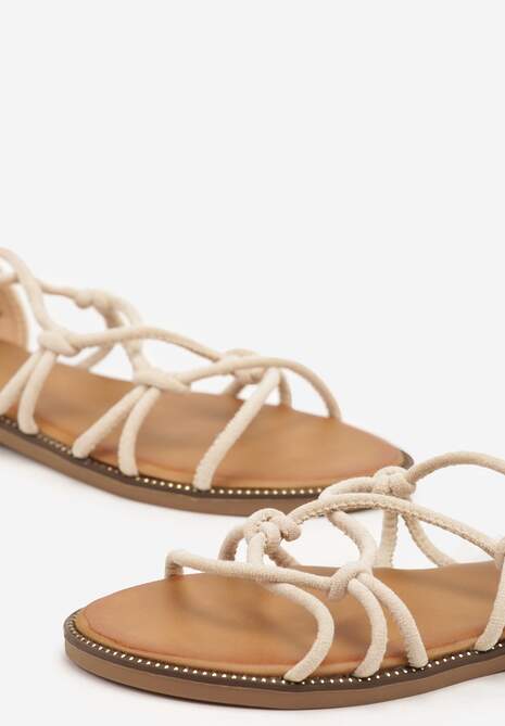 Beżowe Klasyczne Sandały Typu Rzymianki Anivena