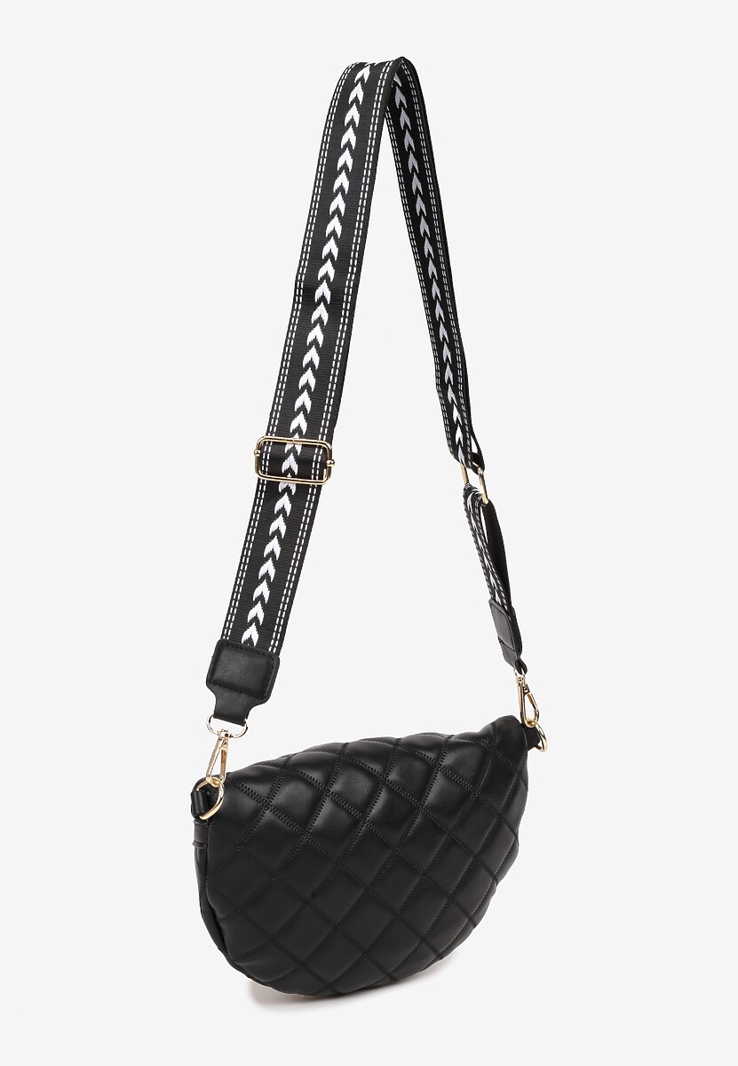 Czarna Nerka Tłoczona Ozdobiona z Portmonetką i Napisem Ananne