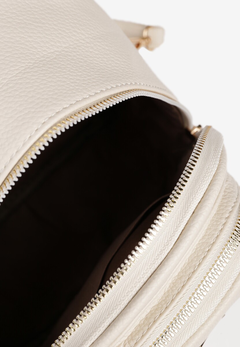 Jasnobeżowy Trapezowy Plecak Zdobiony Elegancką Aplikacją Nanilia