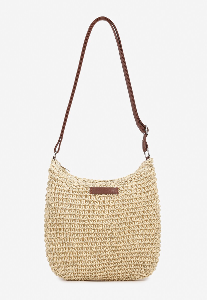 Ciemnobeżowa Torebka Boho z Plecionki z Regulowanym Paskiem Magnolla