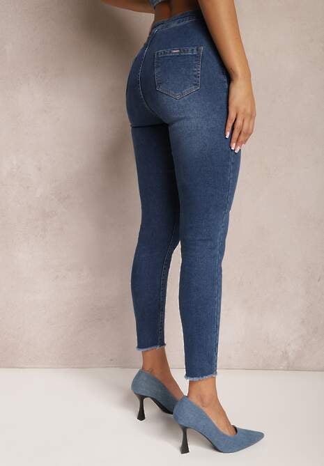 Granatowe Jeansy Skinny High Waist Vivizo
