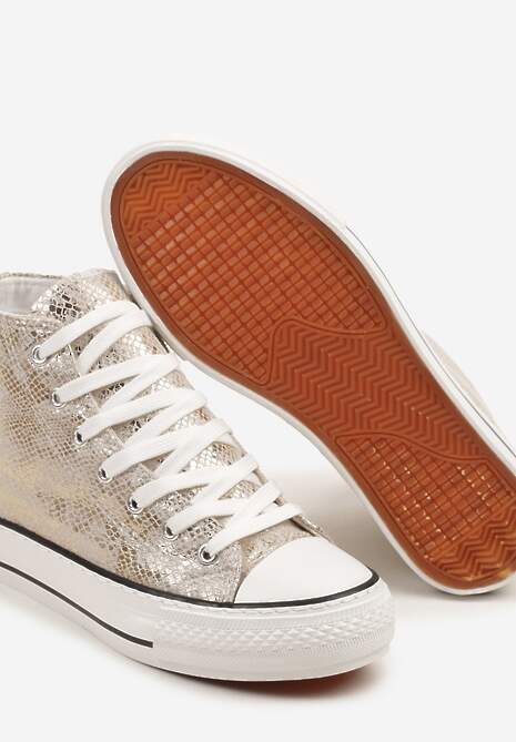 Złote Trampki z Wysoką Tłoczoną Cholewką Willevia