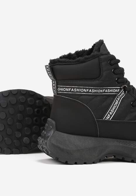 Czarne Sportowe Śniegowce Chunky na Platformie Ishweda