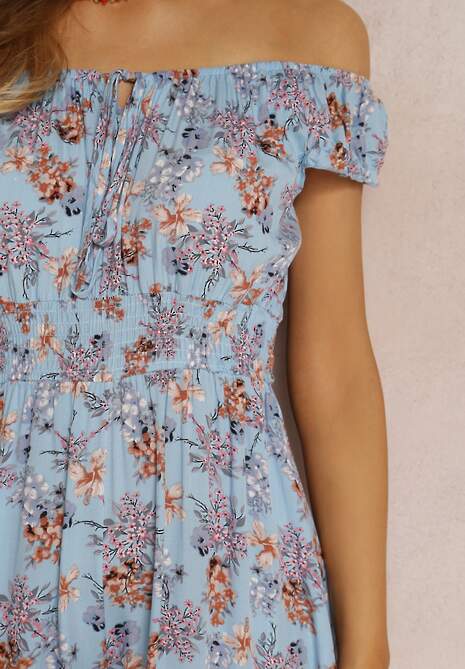 Niebieski Kombinezon z Wiskozy Rumi