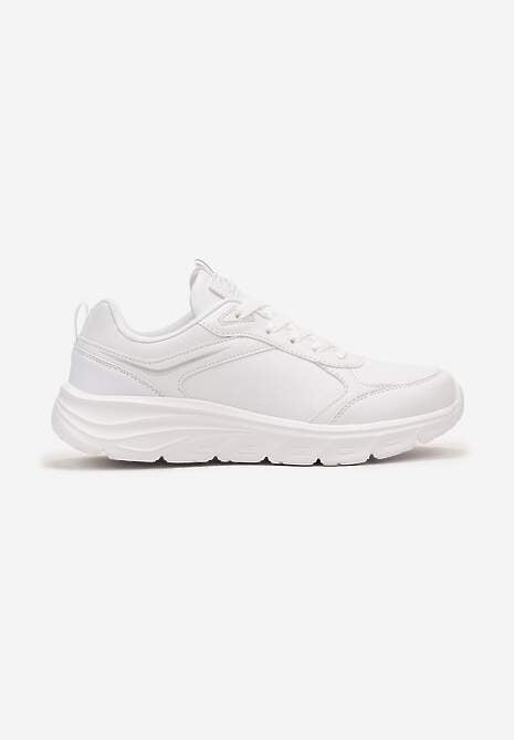 Białe Casualowe Buty Sportowe Sneakersy na Płaskiej Tłoczonej Podeszwie Velanitta