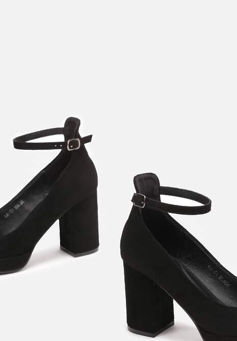 Czarne Czółenka na Słupku z Kwadratowym Noskiem Malenva