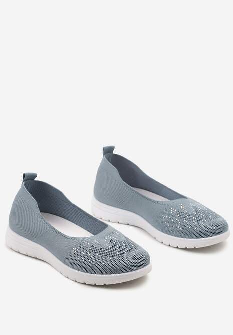 Niebieskie Płaskie Tenisówki Zdobione Cyrkoniami Lomadia