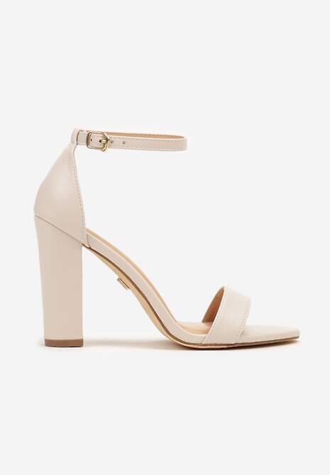 Jasnobeżowe Sandały Vices na Słupku w Klasycznym Stylu Feve