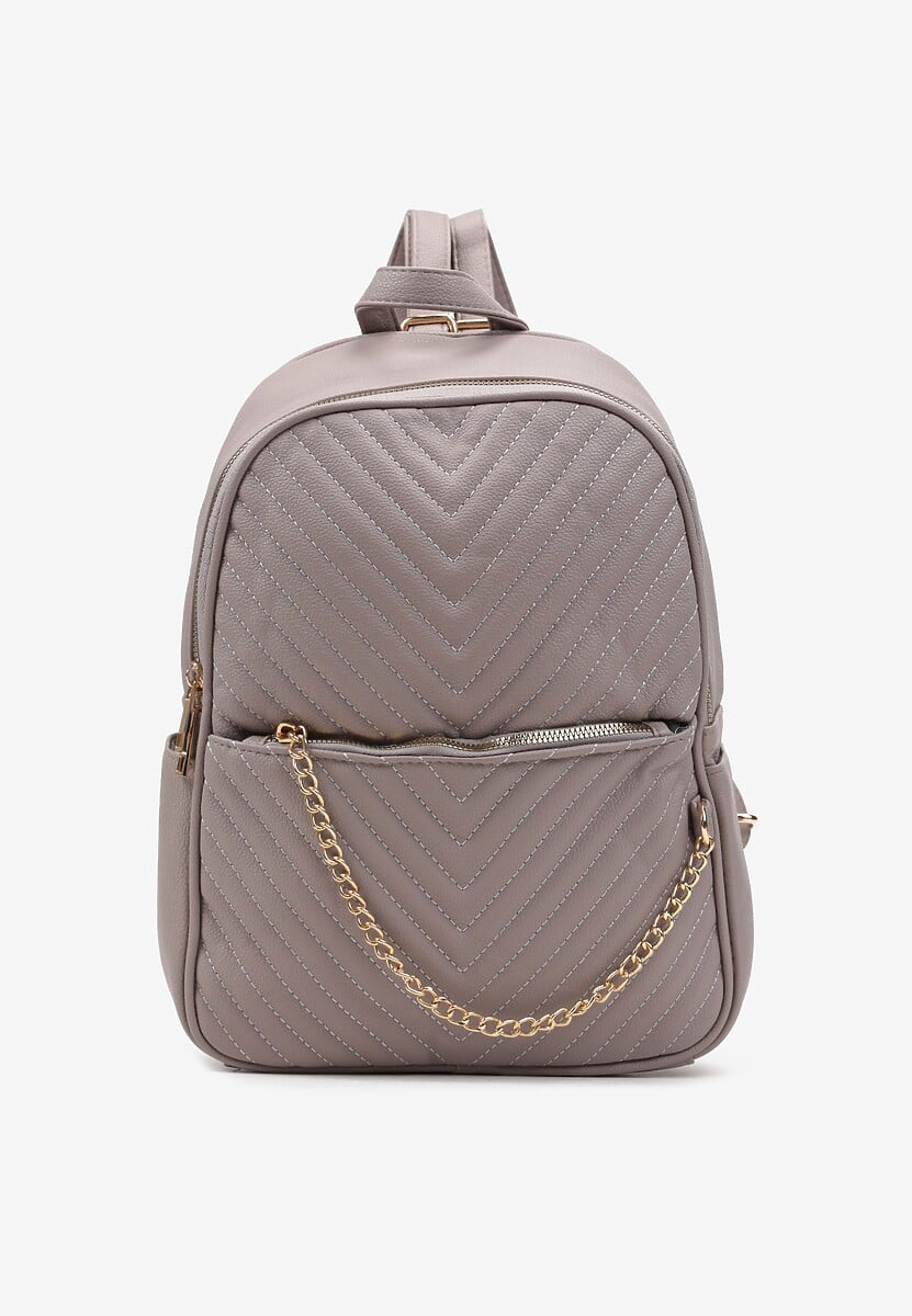 Szary Pikowany Plecak Miejski z Łańcuszkiem Azurix