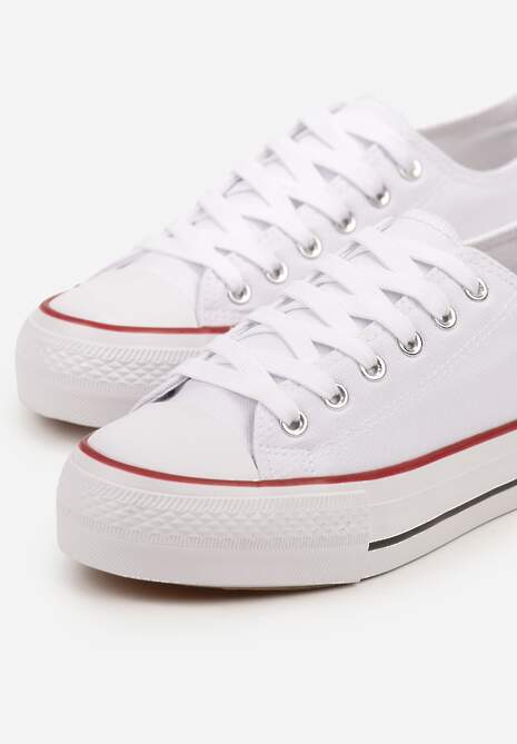 Biało-Czerwone Trampki Vices na Platformie z Niską Cholewką Tiloria