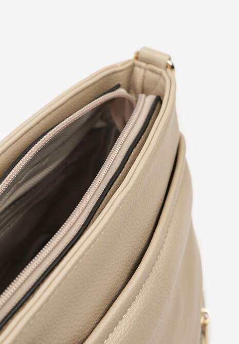 Jasnobeżowa Torebka o Kwadratowym Fasonie na Ramię Tafiana