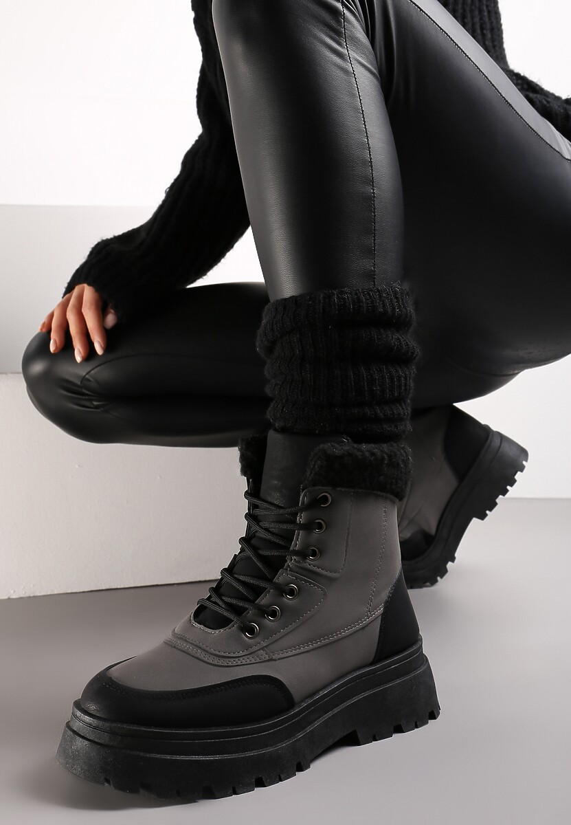 Czarne Traperki z Futerkiem Eidenope