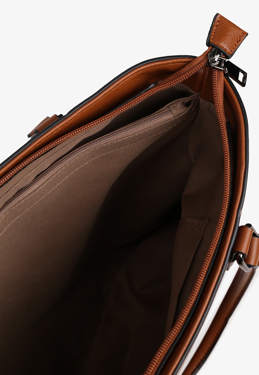 Brązowa Duża Torebka Shopper z Regulowanym Paskiem Amianne