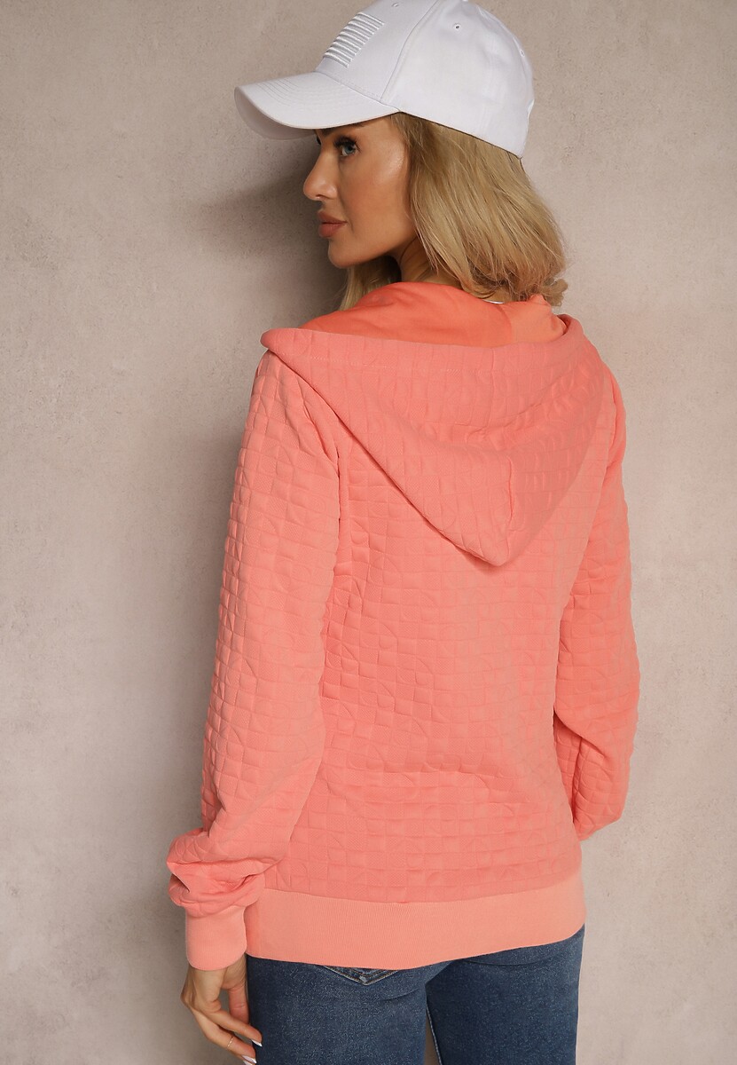 Różowa Bluza z Bawełną i Kapturem na Suwak Arsetia