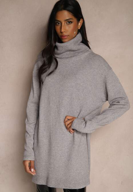 Jasnoszary Casualowy Golf Oversize z Wiskozą i Modalem Emira