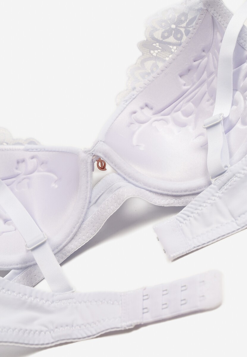 Biały Koronkowy Biustonosz z Regulowanymi Ramiączkami Carnena