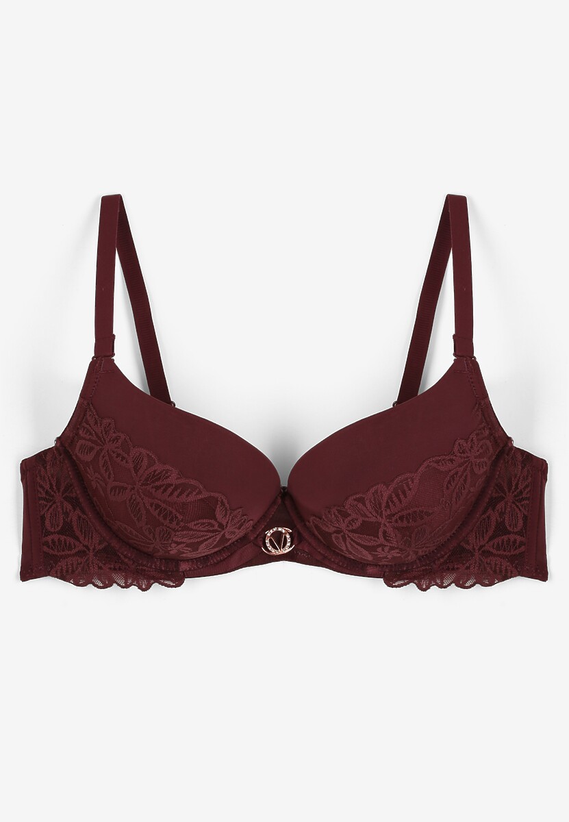 Ciemnofioletowy Biustonosz Miseczka C z Koronkową Wstawką Mailenne