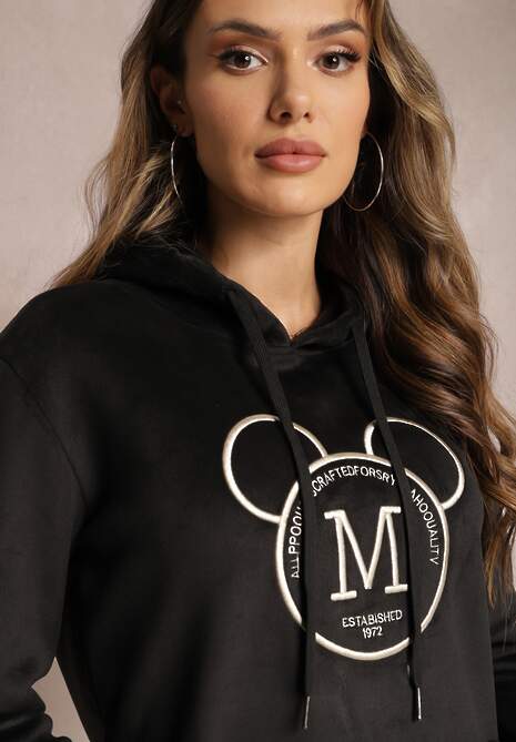 Czarna Bluza z Kapturem i Haftowanym Napisem Lahma