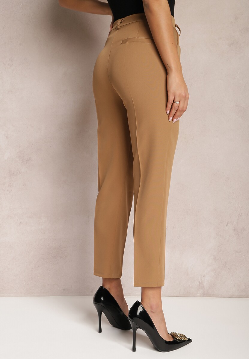 Jasnobrązowe Spodnie Garniturowe Amarilis