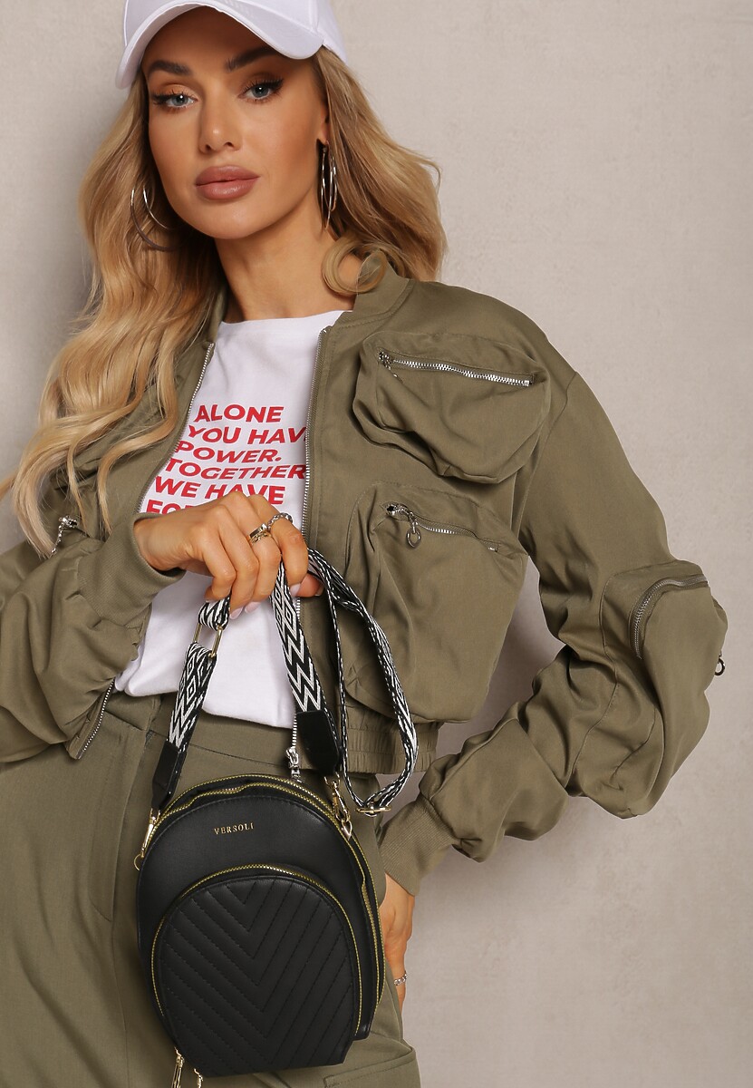 Czarna Mała Torebka Pikowana na Ramię z Trzema Komorami Namella