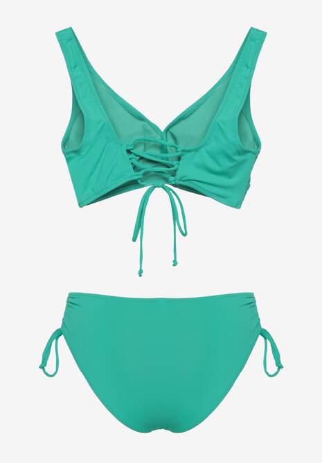 Ciemnozielone Bikini Biustonosz i Majtki Figi z Wiązaniem Kinalisa