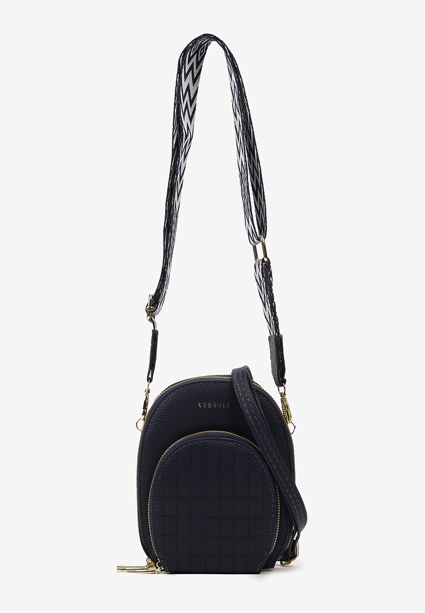 Beżowa Torebka Ozdobiona Przeszyciami z Paskiem Regulowanym Valinsa