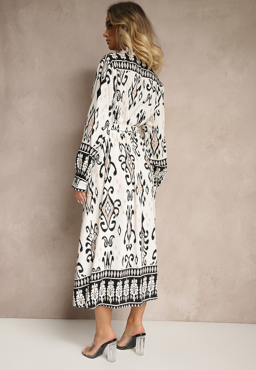 Czarna Koszulowa Sukienka z Wiskozy Ozdobiona Paskiem Divaneia