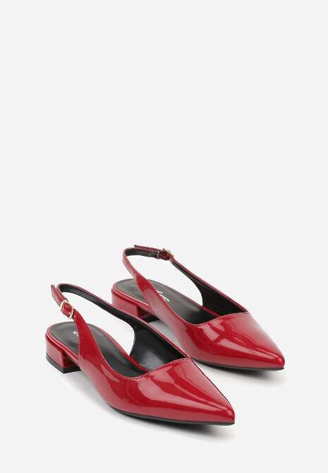 Bordowe Sandały Lakierowane na Płaskiej Podeszwie z Ozdobnym Paskiem Delaniael