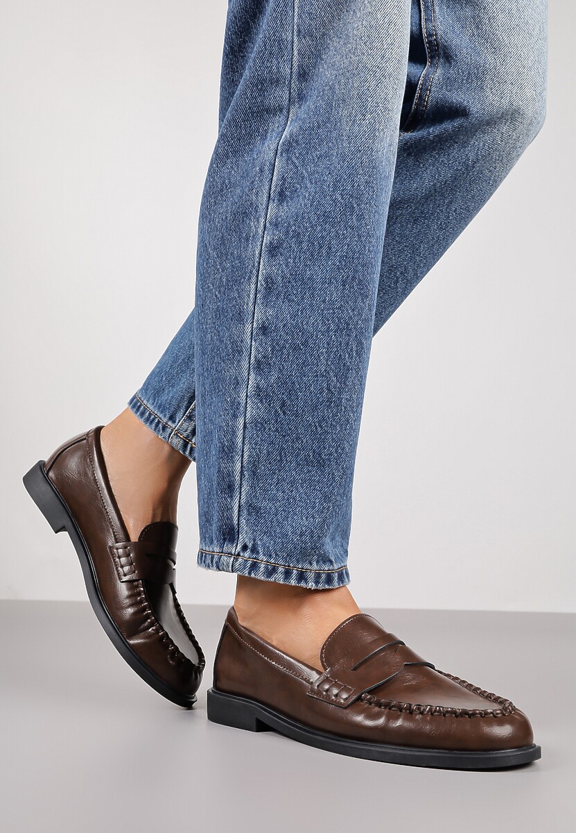 Jasnobrązowe Mokasyny Vices z Marszczeniem i Wkładką ze Skóry Naturalnej Mestia