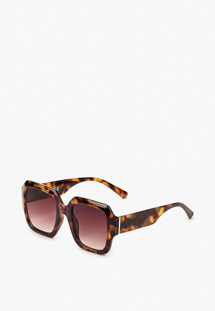 Brązowo-Niebieskie Kwadratowe Okulary Przeciwsłoneczne z Szerokimi Zausznikami Alectanha