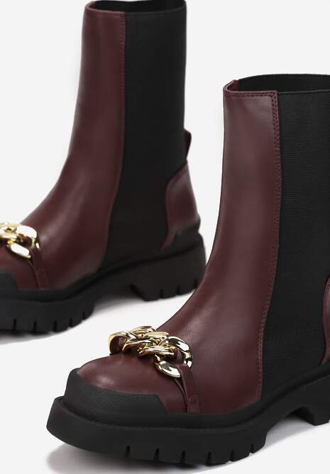 Bordowe Botki Belasis