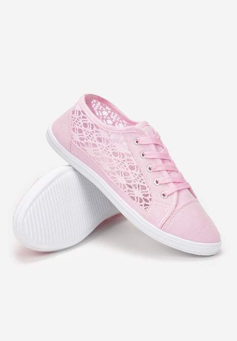 Różowe Tenisówki z Ażurowymi Wstawkami Po Bokach Salessa
