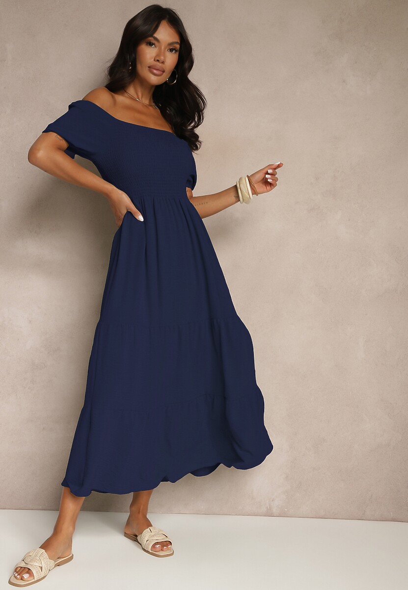 Zielona Sukienka Hiszpanka z Marszczoną Górą Lumirielle