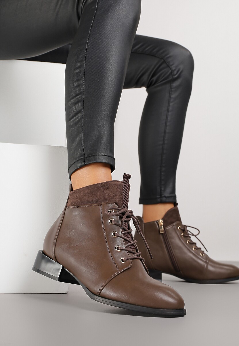 Czarne Botki Trzewiki Vices Ozdobione Przeszyciami Vamine